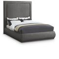  Color_Grey Size_Queen -- Brooke Grey Linen Textured Fabric Upholstered Queen Bed IMAGE 1