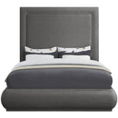  Color_Grey  Size_Queen  -- Brooke Grey Linen Textured Fabric Upholstered Queen Bed IMAGE 3