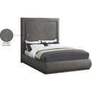 Meridian Brooke Grey Linen Textured Fabric Queen Bed IMAGE 9