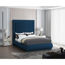  Color_Navy  Size_King  -- Brooke Navy Linen Textured Fabric Upholstered King Bed IMAGE 2