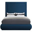  Color_Navy  Size_King  -- Brooke Navy Linen Textured Fabric Upholstered King Bed IMAGE 3