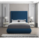  Color_Navy  Size_Queen  -- Brooke Navy Linen Textured Fabric Upholstered Queen Bed IMAGE 4