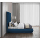  Color_Navy  Size_Queen  -- Brooke Navy Linen Textured Fabric Upholstered Queen Bed IMAGE 5