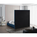 Color_Navy  Size_Queen  -- Brooke Navy Linen Textured Fabric Upholstered Queen Bed IMAGE 6