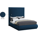  Color_Navy  Size_Queen  -- Brooke Navy Linen Textured Fabric Upholstered Queen Bed IMAGE 9