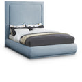  Color_Sky Blue Size_Queen -- Brooke Light Blue Linen Textured Fabric Upholstered Queen Bed IMAGE 1