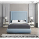  Color_Sky Blue  Size_Queen  -- Brooke Light Blue Linen Textured Fabric Upholstered Queen Bed IMAGE 4