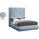  Color_Sky Blue  Size_Queen  -- Brooke Light Blue Linen Textured Fabric Upholstered Queen Bed IMAGE 9