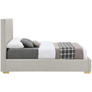 Meridian Crosby Beige Linen Textured Fabric King Bed IMAGE 9