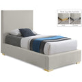  Color_Beige Size_Twin -- Meridian Crosby Upholstered Panel Bed IMAGE 1
