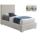 Meridian Crosby Beige Linen Textured Fabric Twin Bed IMAGE 2
