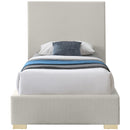 Meridian Crosby Beige Linen Textured Fabric Twin Bed IMAGE 5