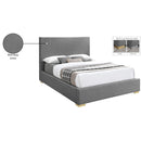 Meridian Crosby Grey Linen Textured Fabric Full Bed IMAGE 17