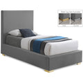  Color_Grey Size_Twin -- Crosby Grey Linen Textured Fabric Upholstered Twin Bed IMAGE 1