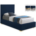 Color_Navy Size_Twin -- Crosby Navy Linen Textured Fabric Upholstered Twin Bed IMAGE 1