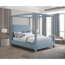  Color_Sky Blue  Size_King  -- Emerson Sky Blue Linen Textured Fabric Upholstered King Bed IMAGE 2
