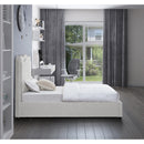  Color_Cream  Size_Twin  -- Felix Cream Linen Textured Fabric Upholstered Twin Bed IMAGE 5