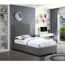  Color_Grey  Size_Twin  -- Felix Grey Linen Textured Fabric Upholstered Twin Bed IMAGE 2