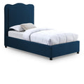  Color_Navy Size_Twin -- Felix Navy Linen Textured Fabric Upholstered Twin Bed IMAGE 1