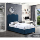  Color_Navy  Size_Twin  -- Felix Navy Linen Textured Fabric Upholstered Twin Bed IMAGE 2