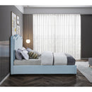  Color_Sky Blue  Size_King  -- Felix Light Blue Linen Textured Fabric Upholstered King Bed IMAGE 5