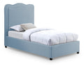  Color_Sky Blue Size_Twin -- Felix Light Blue Linen Textured Fabric Upholstered Twin Bed IMAGE 1