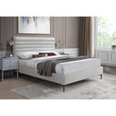  Color_Cream  Size_King  -- Hunter Cream Linen Textured Fabric Upholstered King Bed IMAGE 2