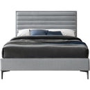  Color_Grey  Size_King  -- Hunter Grey Linen Textured Fabric Upholstered King Bed IMAGE 3