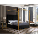  Color_Black/ Brass  Size_Queen  -- Jones Black Velvet Upholstered Queen Bed IMAGE 2