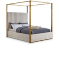  Color_Cream Size_Queen -- Jones Cream Velvet Upholstered Queen Bed IMAGE 1