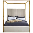  Color_Cream  Size_Queen  -- Jones Cream Velvet Upholstered Queen Bed IMAGE 3