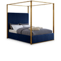  Color_Navy Size_Queen -- Jones Navy Velvet Upholstered Queen Bed IMAGE 1