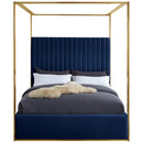  Color_Navy  Size_Queen  -- Jones Navy Velvet Upholstered Queen Bed IMAGE 3
