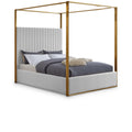  Color_White Size_Queen -- Jones White Velvet Upholstered Queen Bed IMAGE 1