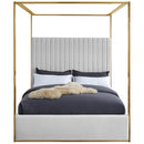  Color_White  Size_Queen  -- Jones White Velvet Upholstered Queen Bed IMAGE 3