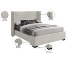  Color_Beige/ Black  Size_Queen  -- Oxford Beige Linen Textured Fabric Upholstered Queen Bed IMAGE 10