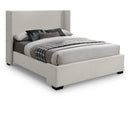  Color_Beige/ Black  Size_Queen  -- Oxford Beige Linen Textured Fabric Upholstered Queen Bed IMAGE 1