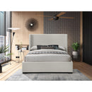 Color_Beige/ Black  Size_Queen  -- Oxford Beige Linen Textured Fabric Upholstered Queen Bed IMAGE 4