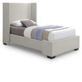  Color_Beige/ Black Size_Twin -- Meridian Oxford Upholstered Panel Bed IMAGE 1
