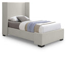  Color_Beige/ Black  Size_Twin  -- Oxford Beige Twin Linen Textured Fabric Upholstered Twin Bed IMAGE 1