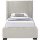  Color_Beige/ Black  Size_Twin  -- Oxford Beige Twin Linen Textured Fabric Upholstered Twin Bed IMAGE 3