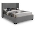  Color_Grey  Size_Full  -- Oxford Grey Linen Textured Fabric Upholstered Full Bed IMAGE 1