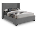  Color_Grey  Size_Full  -- Oxford Grey Linen Textured Fabric Upholstered Full Bed IMAGE 1