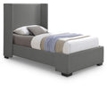  Color_Grey Size_Twin -- Oxford Grey Twin Linen Textured Fabric Upholstered Twin Bed IMAGE 1