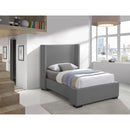  Color_Grey  Size_Twin  -- Oxford Grey Twin Linen Textured Fabric Upholstered Twin Bed IMAGE 2
