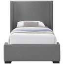  Color_Grey  Size_Twin  -- Oxford Grey Twin Linen Textured Fabric Upholstered Twin Bed IMAGE 3