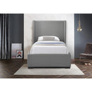  Color_Grey  Size_Twin  -- Oxford Grey Twin Linen Textured Fabric Upholstered Twin Bed IMAGE 4