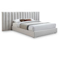  Color_Cream Size_Queen -- Pablo Cream Velvet Upholstered Queen Bed IMAGE 1