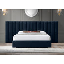  Color_Navy  Size_Queen  -- Pablo Navy Velvet Upholstered Queen Bed IMAGE 4