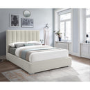  Color_Beige  Size_Queen  -- Pierce Beige Linen Textured Fabric Upholstered Queen Bed IMAGE 4